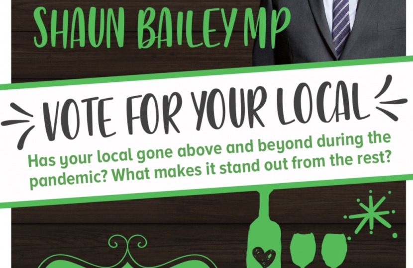 Shaun Bailey MPs Pub of the Month Poster