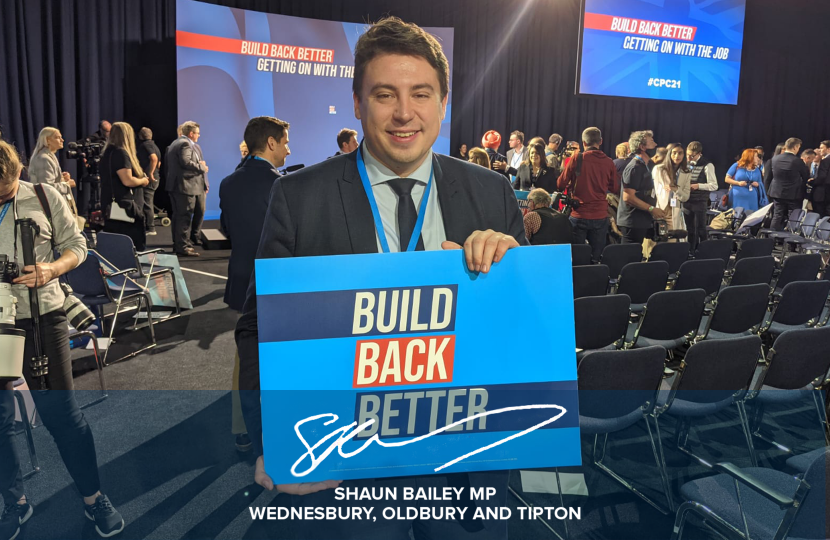 Shaun Bailey MP pledging to Build Back Better