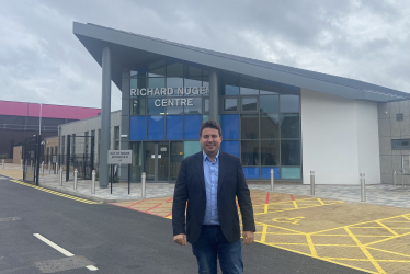 Shaun outside the new primary care centre